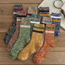 Socks Men's Tube Socks Autumn and Winter Men's Stockings Japanese Retro Sweat-absorbent Deodorant Thick Ins Socks Men 240108