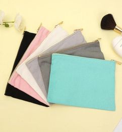 22x15cm Large Plain Nature Cotton Canvas Travel Toiletry Bags Cotton Makeup Pouch Cosmetic Bag With Gold Zipper LX34409569273