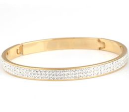 3 lines inlaid crystals stainless steel Jewellery women bracelet gold plated 18k6975224