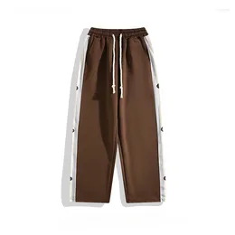 Men's Pants Spring Autumn American Striped Color Block Casual Men/Women Youth High Street Sport Drapey Wide Leg Straight Couple