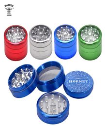 HORNET Aluminum Smoking Grinder 50 MM 4 Pieces Clear Top Grinder Metal Tobacco Herb Grinders With Spice Catcher Smoke Pipe Accesso7226804