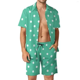 Men's Tracksuits White Polka Dot Shirt Sets 3D Print Men Casual Fashion Short Sleeves Shirts Oversized Beach Shorts Hawaiian Suits Summer