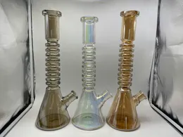 17inch Glass Bong Tobacoo Hookah Beaker 3Colors Silver Water Pipe 14mm Female Joint with Bowl and Downstem