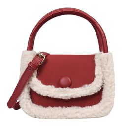 Autumn and winter hair bag female 2024 new fashion Korean retro carrying small square bag with ins single shoulder crossbody bag 022