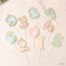 Candles New Sequins Digital Candle Birthday Number Cake Candle 0 1 2 3 4 5 6 7 9 Cake Topper Girls Boys Baby Party Supplies Decorations