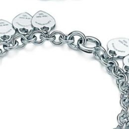 Chain Sterling silver 925 classic fashion silver heart card ladies bracelet Jewellery holiday gift 200925285H