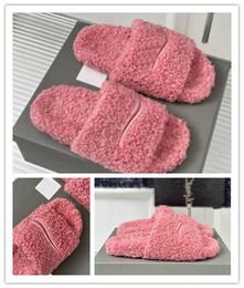 Designer Ladies Slippers Furry Slide Fluffy Slip On Sandals Red Plush Slippers Women Size With Original Box