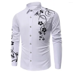 Men's Casual Shirts Fashion Shirt Collared Dress Formal Four Seasons Long Sleeve Men Office Polyester Print