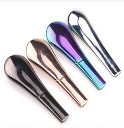 Zinc alloy spoon Smoking pipe metal soup spoon pipe smoke iron pipe dazzling ice blue pipes gift box Bubbler4729853