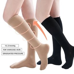 Legbeauty Plus Size Knee High Compression Stocking Men Women Closed Toe Varicose Veins Sock Calf Sleeve S-5XL 15-20 mmHg 240108