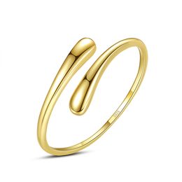 Ultra Simple Ring S925 Sterling Silver Adjustable Opening Ring European Women Fashion Plated 18k Gold Wedding Party Casual Versatile High end Jewelry Gift SPC