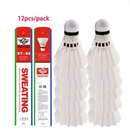 12PCS/Pack Plastic Shuttle Cork Badminton Shuttlecock Badminton Birdies Bedminton Goose Feather Ball Train Badminton Accessories 240108