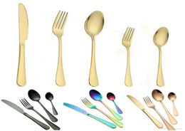5 Colors highgrade gold cutlery flatware set spoon fork knife teaspoon stainless dinnerware sets kitchen tableware set 10 choices1625036