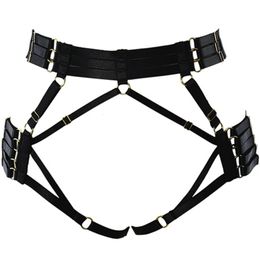 Black Harness G-string Adjustable Hollow Sexy Pantie Goth Bondage Lingerie Women Elastic Belt 240106