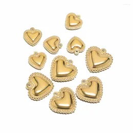 Charms 10pcs Stainless Steel Gold Plated 10mm/15mm Charm Heart Pendants For DIY Making Necklace Bracelet Findings Gifts