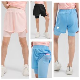 LU-1884 Kids Summer Sports Shorts Yoga Outfit Cool Breathable Loose Yoga Shorts Quick Dry Outdoor Running Shorts
