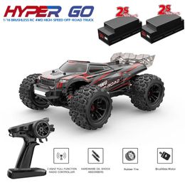Rc Car MJX Hyper Go 16210 Brushless HighSpeed 4x4 Remote Control OffRoad Big Wheel Truck Cars for Adults Monster 240106