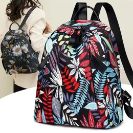 School Bags Summer Women Backpack Trendy Printed Bag For Girls Oxford Large Capacity Travel Backpacks Waterproof Student Bookbags