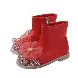 Boots Girls Glitter Ankle Kids Low Heel Dress Booties Fashion Side Zipper Short Flat Shoes Shoe For Toddler