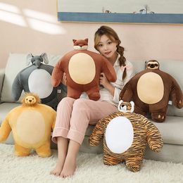 Factory wholesale 6 styles 47cm tiger sloth plush toy small head brown bear doll children's gifts