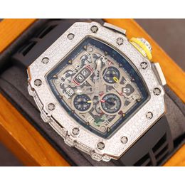 R i c h a r mens watch superclone aaa mechanical watches rm 011 11-03 GPJP chronogarph gmt skeleton dail ice out wrsitwatches Anti scratch sapphire mirror surface