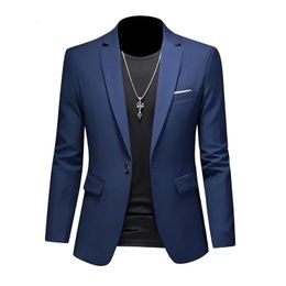 Men Business Casual Blazer Plus Size M6XL Solid Colour Suit Jacket Dress Work Clothes Oversize Coats Male Brand Clothing Tuxedo 240108