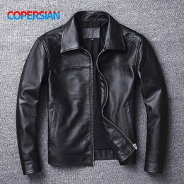 Men's Leather Jacket Natural Men's Genuine Cowhide Jacket Spring and Autumn Casual Black Men's Clothing Asian size S-6XL 240108