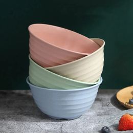 17cm Wheat Straw Rice Bowl Vegetable Fruit Salad Bowls Round Student Anti Scald Soup Bowl Eco-Friendly Home Kitchen Tableware TH1262