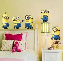 Crafts minions movie wall sticker for kids room home decorations diy pvc cartoon decals children gift 3d mural arts posters wallpaper