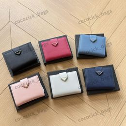 Designer Multi-Color Card Holder Luxury Card Holder Passport Saffiano Triangular Pocket Storage Bag Leather Key Wallet Fashion Simple Coin Purse Key Bag Business