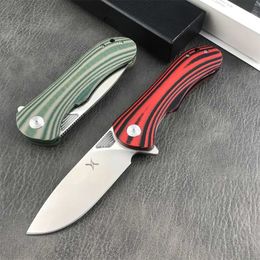 Knife HUAAO Red/Green G10 Handle Pocket Folding Knife 8Cr13MoV Drop Point Blade Tactical Self Defence Utility Fruit Knives Hand Tool