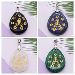 Pendant Necklaces Natural Stone Feng Shui Reiki Healing Balancing Yoga Symbol Crystal Quartz Lapis Charms For Jewellery Making DIY Necklace