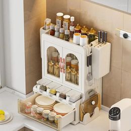 Kitchen Storage HOOKI Official Multi-Function Seasoning Counter Surface Foldable Spice Jar Rack Double Door B