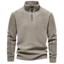 Men's Hoodies Autumn And Winter Lamb Wool Sweater Stand Neck Half Zip Long Sleeve European Size Fashion Versatile Coat Top