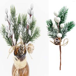 Decorative Flowers Needle Flower Branch Accessories Holiday Decoration Simulation Plant Red Berry Fruit