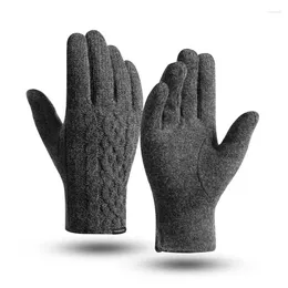 Cycling Gloves Winter Warm Cashmere Knitted Outdoor Riding Windproof For Men Women Plus Velvet Thick Couple Touch Screen