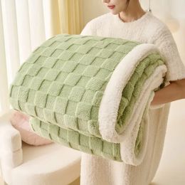 Double Thickened Blanket Pile Tapestry Winter Thickening Cover Blanket Sofa Blanket Multifunctional Blanket 240106