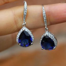 Stud Earrings Simple Female 925 Silver Needle Waterdrop Inlaid Cubic Zircon For Women Girlfriend Gift Bijoux