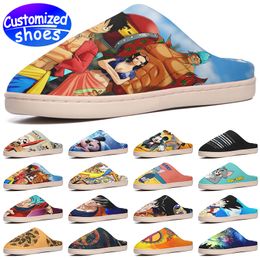 Customised shoes Customised slipper Tom and Jerry Dragon Heroes Mouse plush sandle babouche cartoon pattern men women shoes white yellow cartoon big size eur 34-49