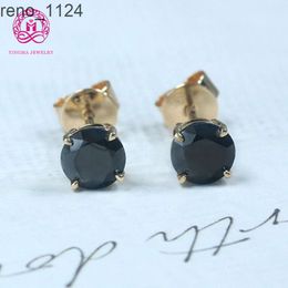 Distinctive Women Jewelry Diamond Earrings Pass Tester Round Cut 0.5ct/1ct /2ct 14K Gold Black Moissanite Earrings For Ladies