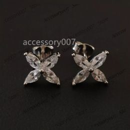 designer Jewellery earing Luxury Charm Earrings Fleur de Lis Brand Designer S925 Sterling Silver Four Leaf Clover Flower Crystal Victoria Earrings For Women Jewellery