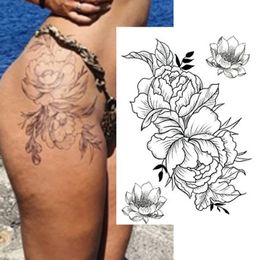 Waterproof Temporary Tattoo Sticker Black Roses Flower Pattern Design Full Flower Arm Body Art Big Large Fake Tattoo Sticker 240108