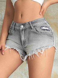 Women's Shorts 2023 Fashion Women Mini Short Jeans Sexy Babes Rave Slant Pocket Ripped Raw Hem Denim Shorts Low Waist Skinny Shorts Mujer YQ240108