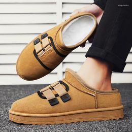 Chinelos de inverno masculino quente pelúcia design personalizado sapatos de algodão confortável casa interior casual ao ar livre macio 39-44