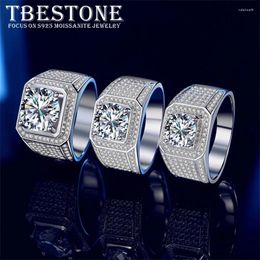 Cluster Rings Tone 2CT 3CT 5CT Men Moissanite Ring S925 Sterling Silver Luxury Band Jewellery D Colour VVS1 Diamond With Certificate