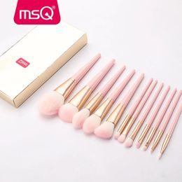 Brushes Msq 12pcs Makeup Brushes Set Powder Blush Eyeshadow Pincel Maquiagem Make Up Brush Kits Cosmetic Tools with Pink Pu Leather Bag