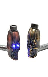 Metal Skull Bowl Oil Burners Tobacco Herb Pipes y Metal Blunt Skull Hand Pipe with Flexible Handle Eyes Lights metal smoking 5292145