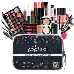 Sets 27pcs/set All Inmakeup Kit (eyeshadow Lip Gloss Lipstick Makeup Brushes Eyebrow Concealer) with Makeup Bag