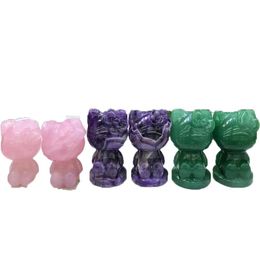 Crafts Gift Natural Rose Quartz Amethyst Green Aventurine Carved Stone Figurine Crystal Mineral Gem Reiki Healing Home Decoration