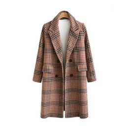 Jackets High Quality Woolen Coat Autumn Winter Female Loose Female Tartan Wool Coat 4xl Long Wool Coat Women Female Jacket